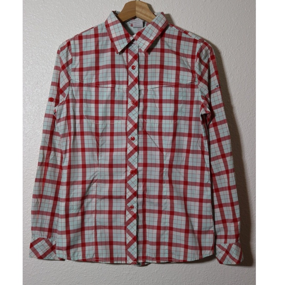 Columbia Insect Blocker Women's Small Plaid Hiking Fishing Camping Button Up